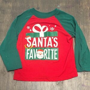 Holiday Time Festive Santa's Favorite Long Sleeve Tee - Red and Green